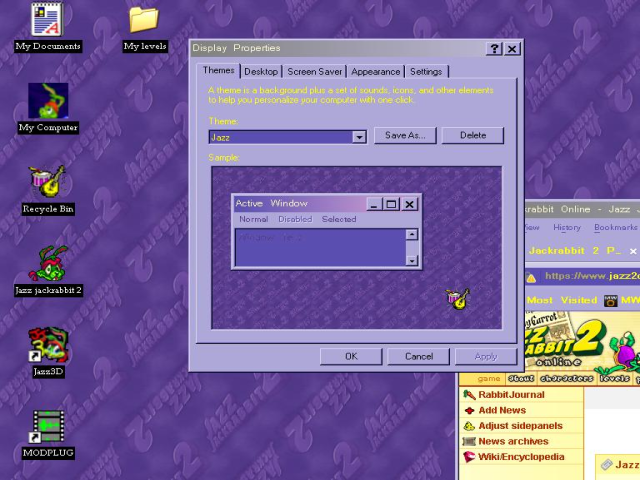 jazz jackrabbit theme for windows XP